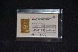 Neuheit: Goldbarren 5Gr 999,9 Regionalbank NO. 1770 NEU OVP!