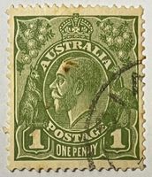 One Penny - King George V - Australische Briefmarke.
