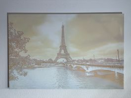 Grosses Leinwandbild Paris Eiffelturm Sepia 116 × 76 cm