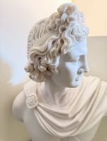 Apollo Büste Skulptur Statue Marmorguss weiss 53 cm
