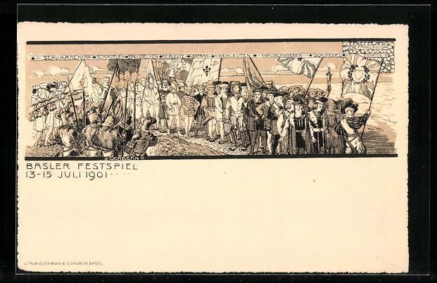 Cartoline postali: Litho Basel, Basler Festspiel 1901, Schu – Usato da Berlin venduto da bartko-reher