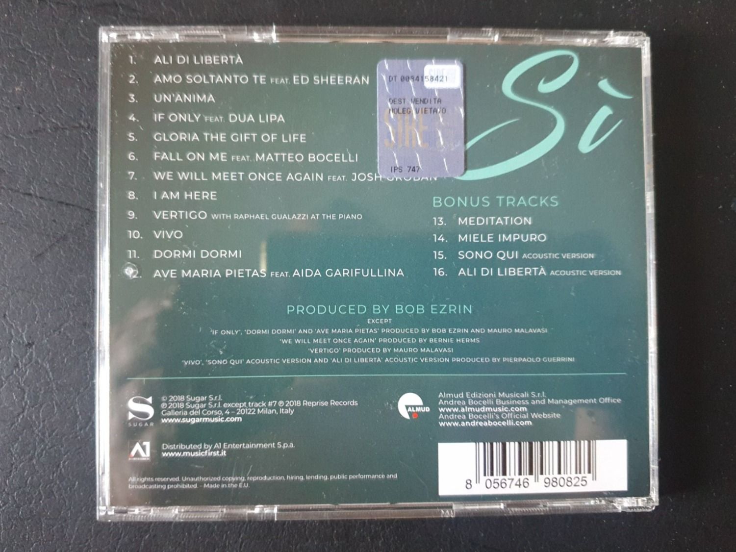 CD: Andrea Bocelli "Sì" Deluxe Edition CD – Usato da Zürich venduto da haitimarasa 2