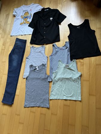 Für Jungs: Jeans + 5 Unterhemden + Shirt + Hemd Gr. 158/164