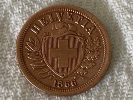 2 centimes/Rappen 1866