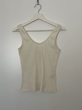 Tanktop H&M gerippt Creme Groesse S neuwertig
