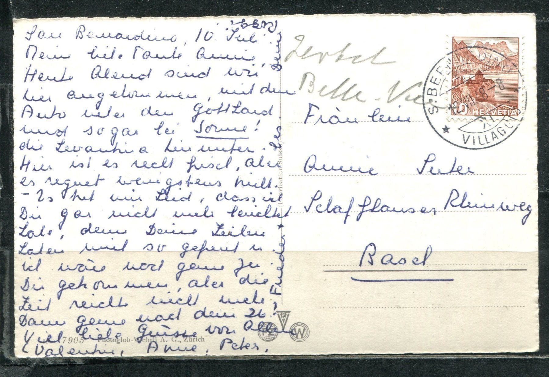 Cartoline postali: San Bernardino  1948   Luftbild – Usato da Aarau venduto da kufi44 1