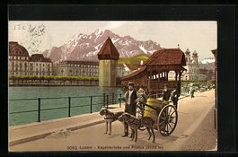 Luzern, Hundegespann auf der Kapellbrüc
