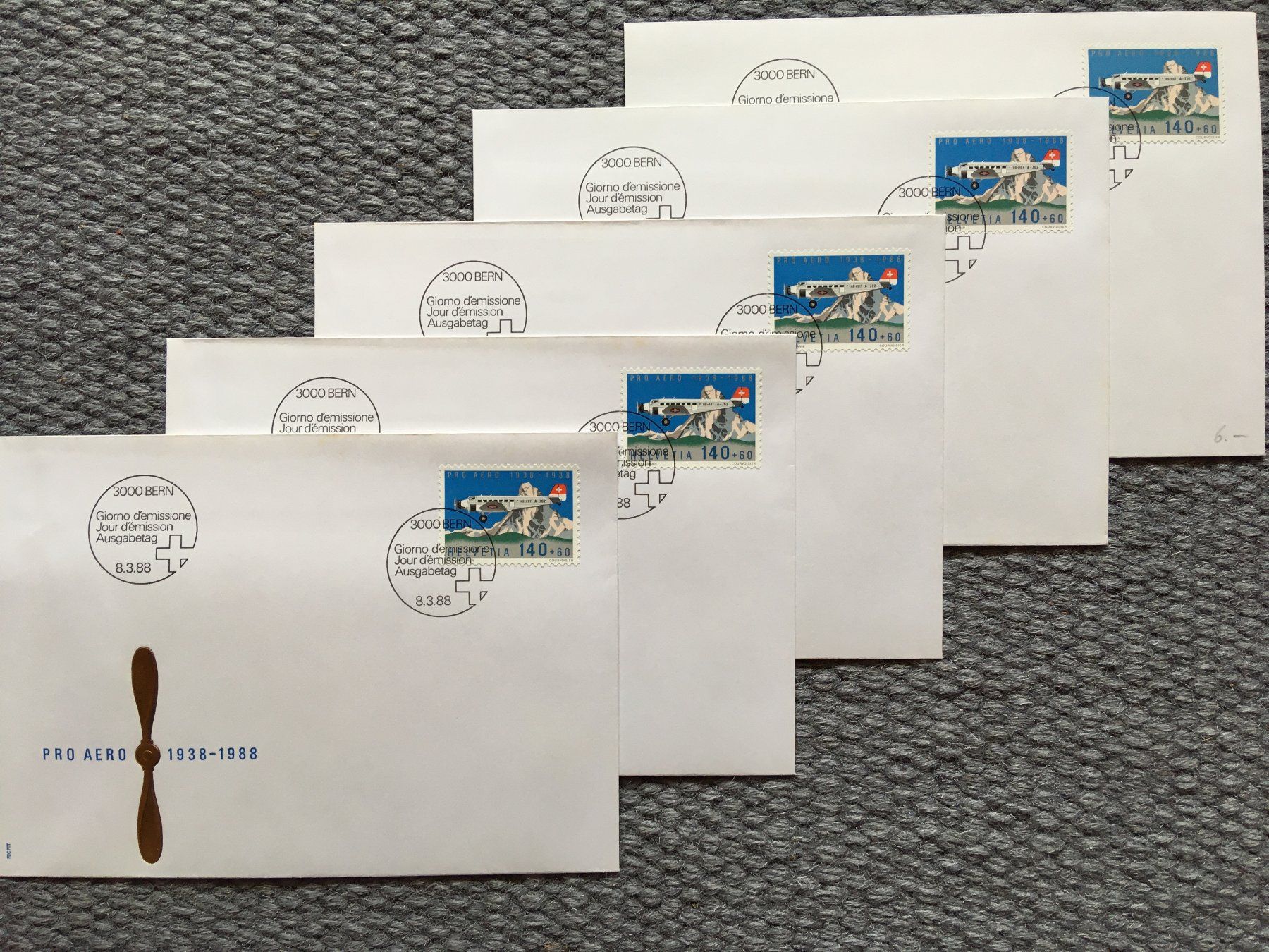 Tutti i francobolli: Pro Aero 1988 5x auf FDC – Usato da Nesslau venduto da andi_hon 1