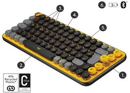 Logitech POP Keys Retro look Tastatur Schwarz - Gelb