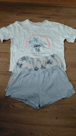 Pyjama Set Stitch Motiv Grösse 146/152 weiss blau