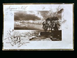 AK JOYEUX NOEL hist. Weihnachtskarte 1913 Lac Léman gel.