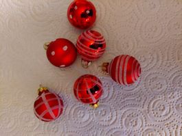 6 Rote Weihnachtskugeln Christbaumschmuck Glas, neu