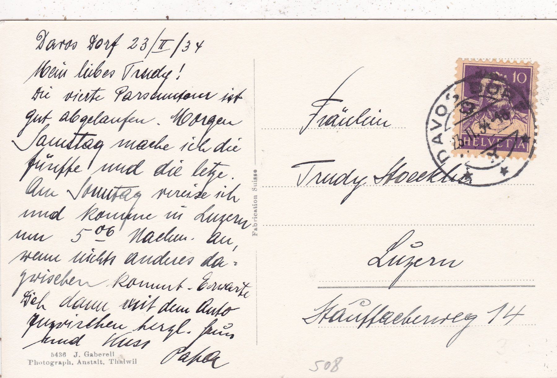 Cartoline postali: Davos 1934 – Usato da Herisau venduto da Lisegrat2008 1