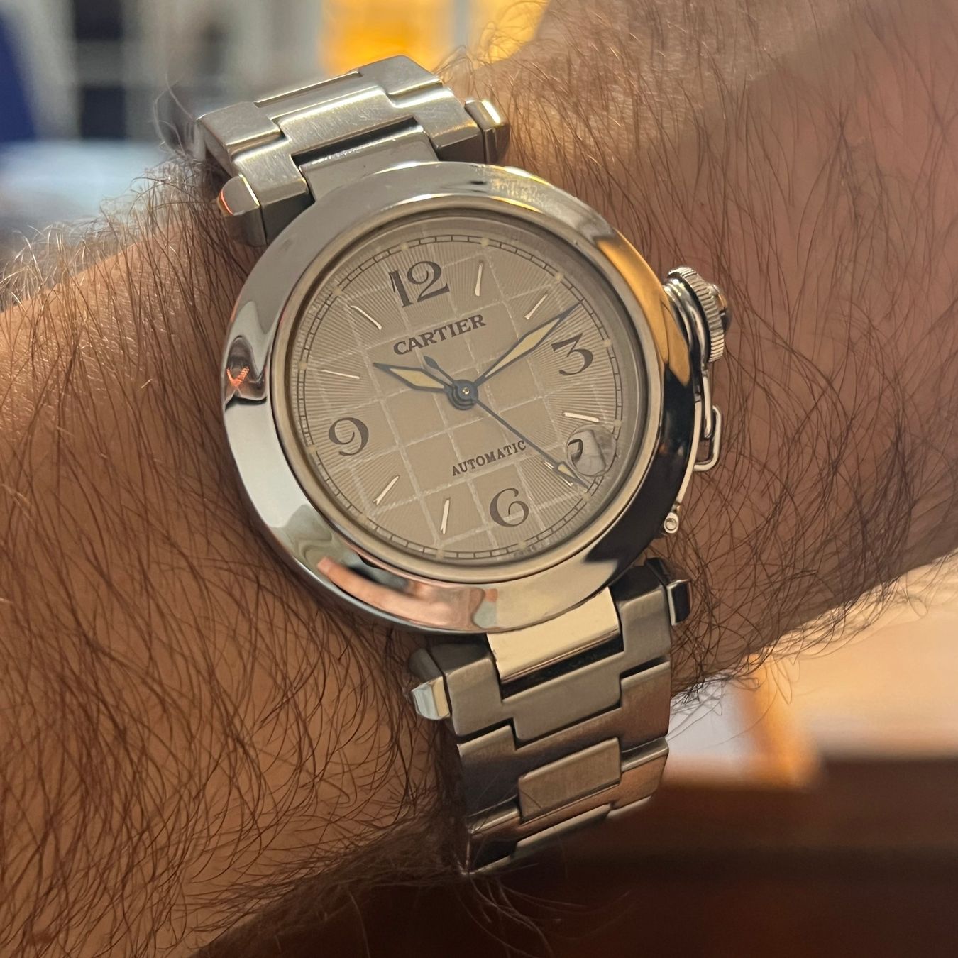 Cartier Orologi: Cartier Pasha C Automatic Silver Dial W31023M7 – Usato da Carouge GE venduto da Watchaser 3