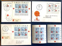 1963 /100 J.Rotkreuz 2 R- Briefe + Rotes Kreuz Brief + Block
