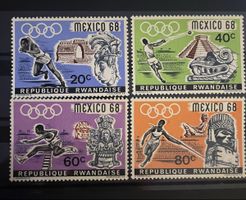 Briefmarken Ruanda Olympia Mexico 68 4er Block neu