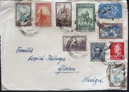 Argentinien 1956 Brief nach Glarus Schweiz 10 Marken Buntfra