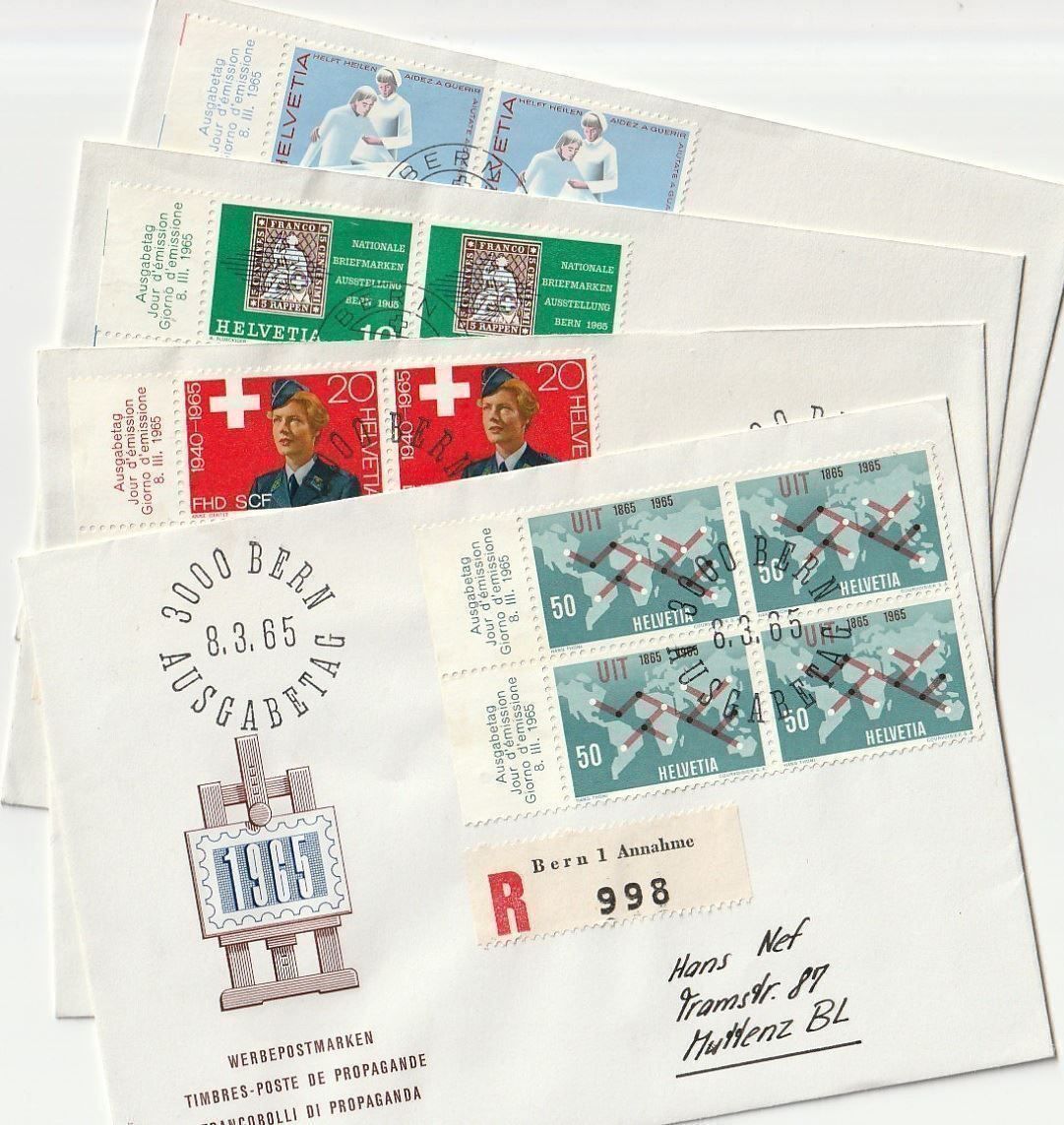 Tutti i francobolli: 4 FDC 1965 – Usato da Aarburg venduto da Aare10