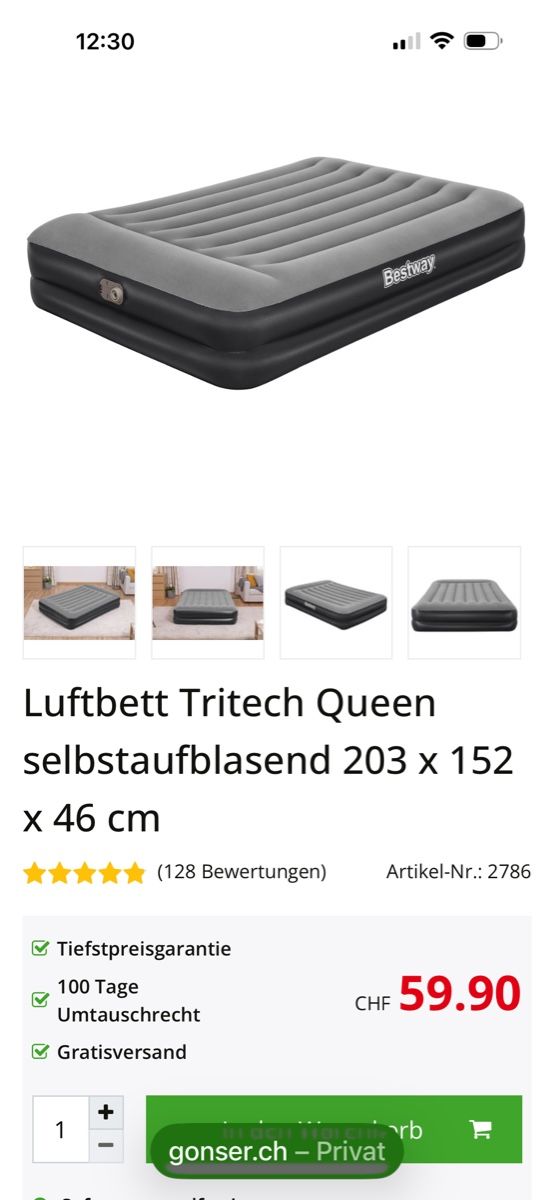 Betten: Selbst-aufblasbares Doppelbett – Gebraucht aus Dietlikon von Markmike