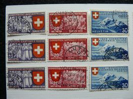 Landi 1939 dt., fr., it., 10, 20, 30 Cts. ; Gestempelt