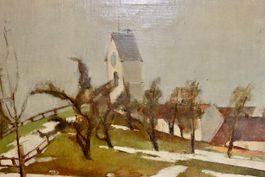 W. MÜLLER ? ÖLBILD DER REFORMIERTEN KIRCHE IN BASSERSDORF.