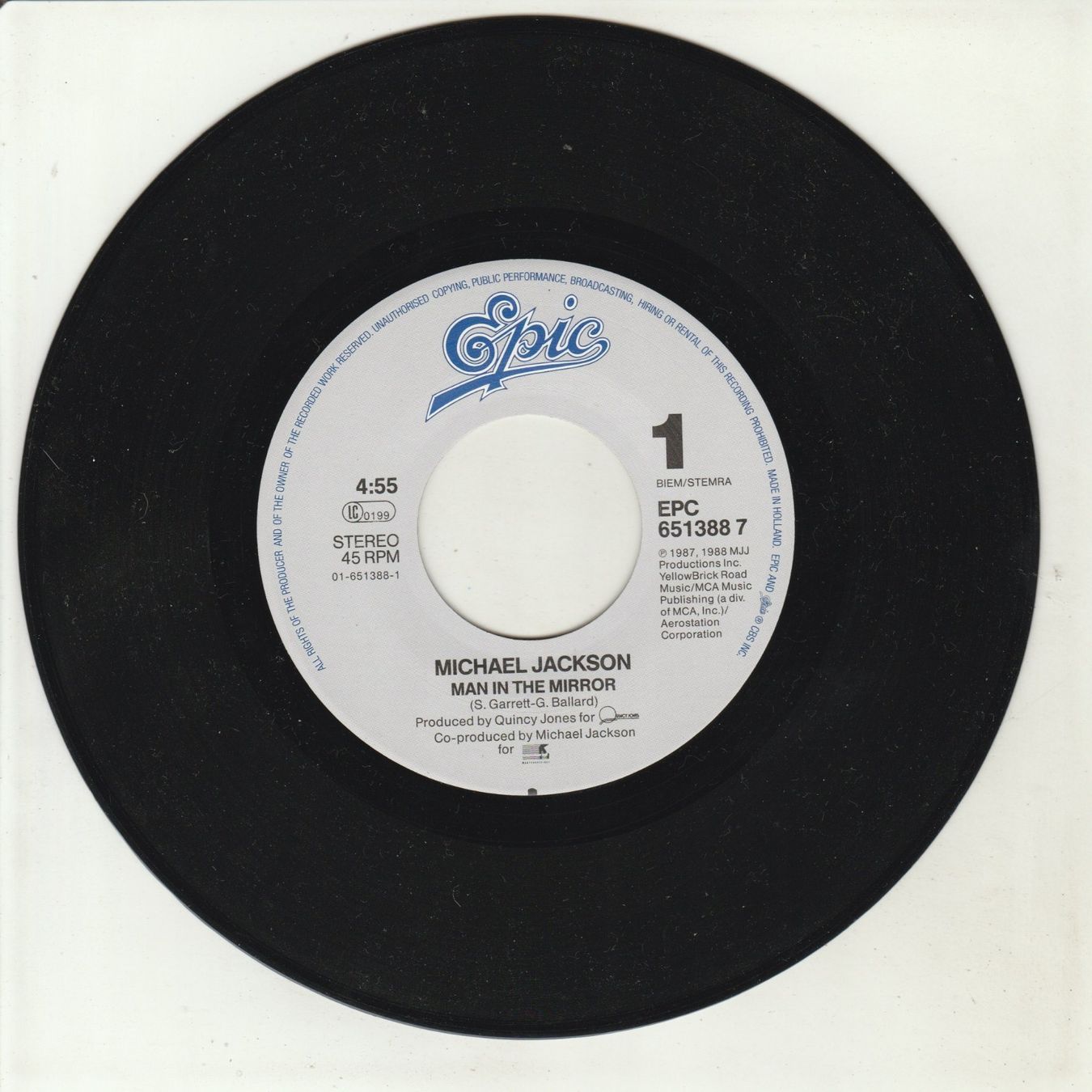 Dischi in vinile: Michael Jackson - Man in the Mirror 7" Vinyl 1987 – Usato da Tübach venduto da JamesStone 2