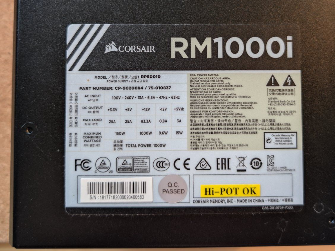 PC: Corsair RM1000i – Usato da Degersheim venduto da hau_wc6b