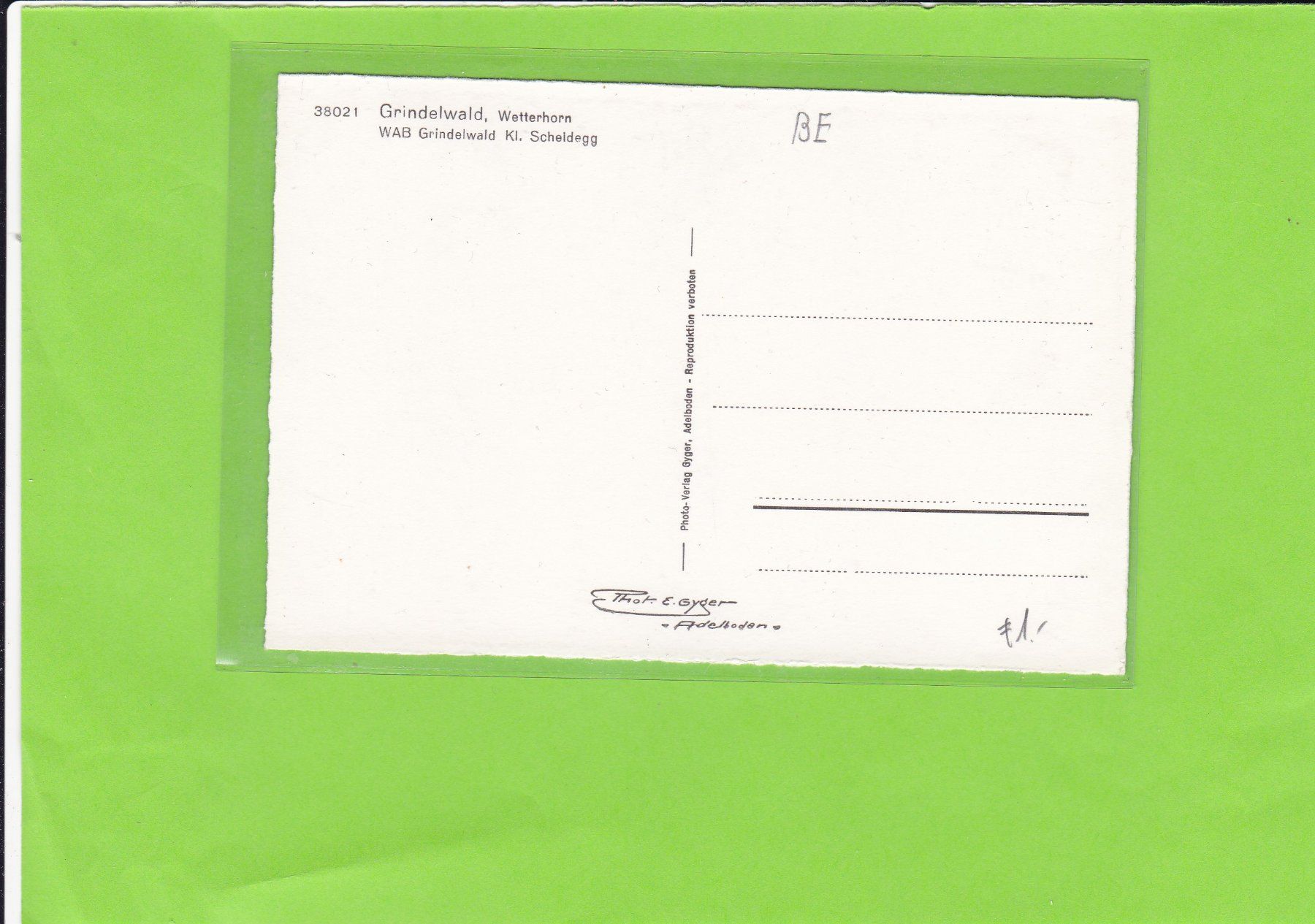 Cartoline postali: Grindelwald-Wetterhorn---E. Gyger – Usato da St. Peterzell venduto da neckertal 1