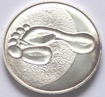 Silber-Medaille, 1. Fussabdruck auf Mond,Silber 900/17,6 gr.