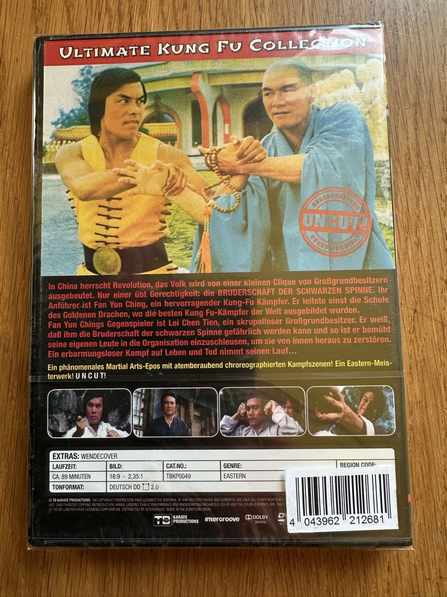 Alle DVDs: Shaolin, die Bruderschaft der schwarzen Spinne, DVD, Uncut – Neu und originalverpackt aus Benken ZH von Audi-erich 1