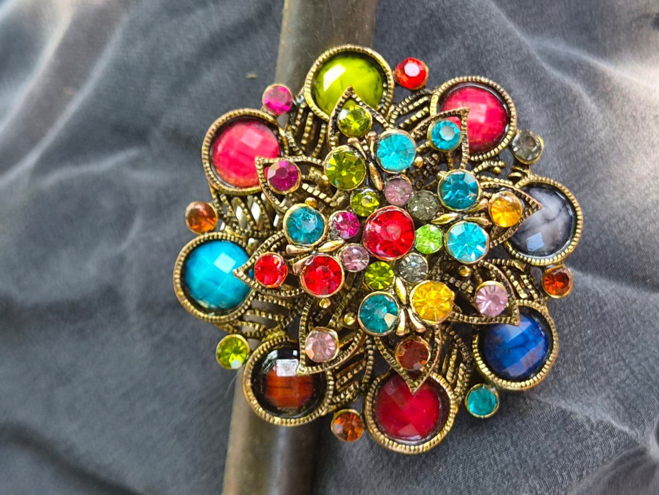 Anelli: Modisches Floral Ring mit Glas-Steine, elastisch,  S bis L – Nuovo (secondo la descrizione) da Münchenbuchsee venduto da babilibern 2