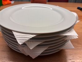 6 Speiseteller weiss rund 28-29 cm Durchmesser gebraucht