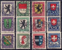 1924/26, Pro Juventute "Wappen" Nr. J29-40, 3 Serien gest.