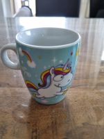 Kleine handliche Porzellan Kinder Tasse Einhorn NEU