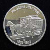 Zürich Medaille 100 jahre Tram 1982 999 Silber, 15,9gr.
