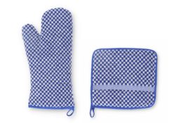 Ofenhandschuh + Topflappen BUNZLAU CASTLE Check blau