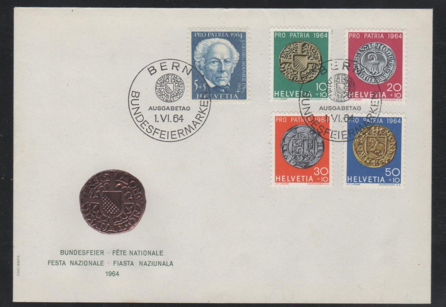 Alle Briefmarken: Pro Patria kmpl. Satz 1964 FDC – Gebraucht aus Remetschwil von Hofiii