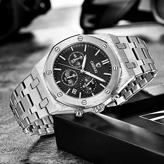 Uhren: Edler Chronograph Uhr Chrono Armbanduhr Herrenuhr Datum – Neu und originalverpackt aus Basel von EchoPeak 2