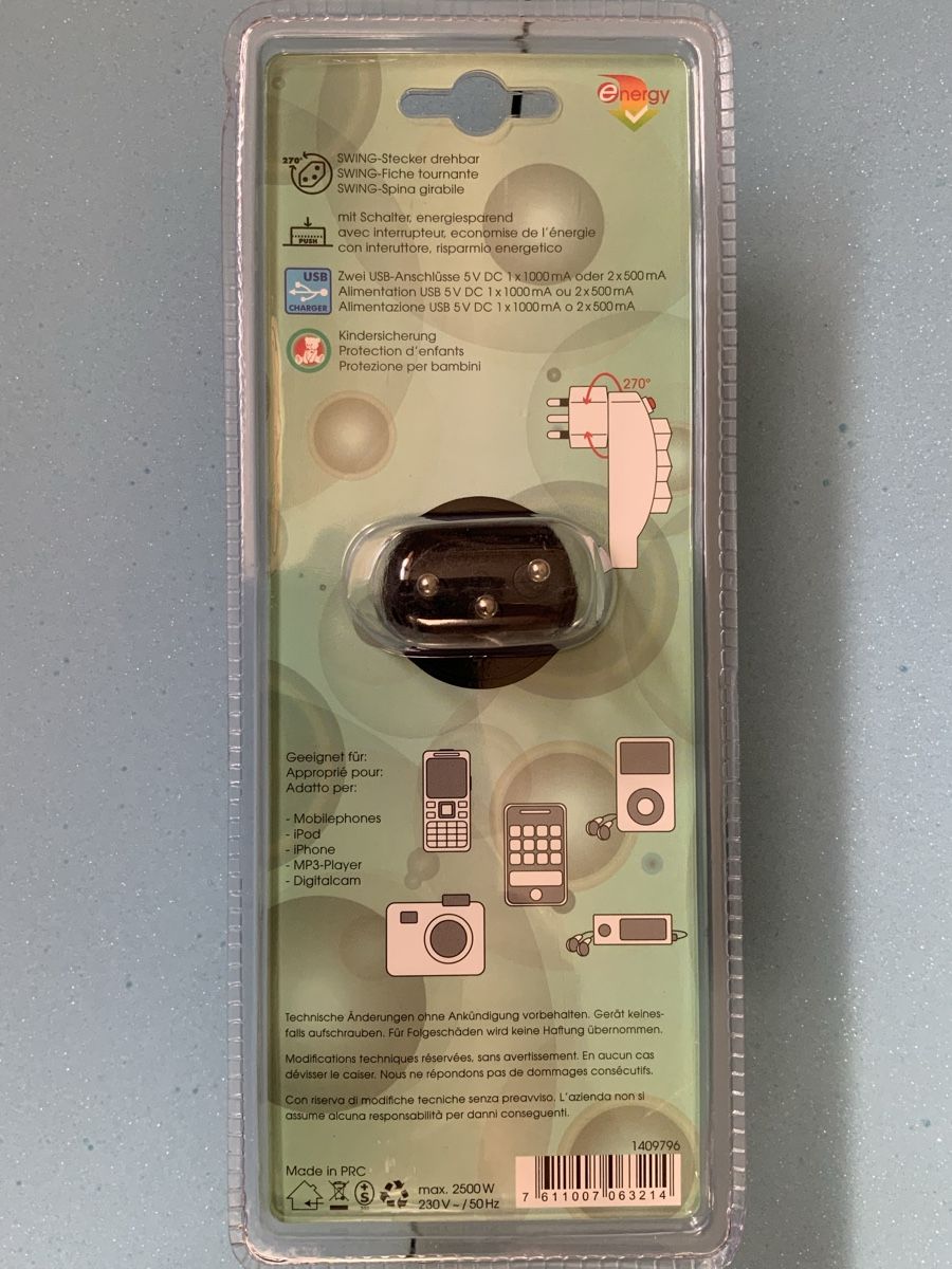 Alimentation électrique: STEFFEN Abzweigstecker mit 2x USB – Neuf avec emballage d'origine à Cotterd par MOT700 4