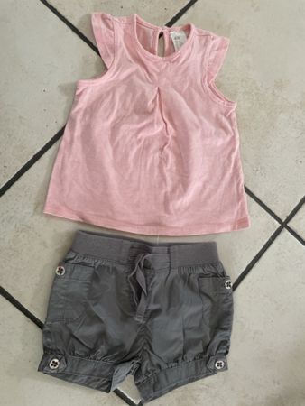 Sommer Set, H&M Shirt, Vertbaudet Shorts Neu Gr.71/74