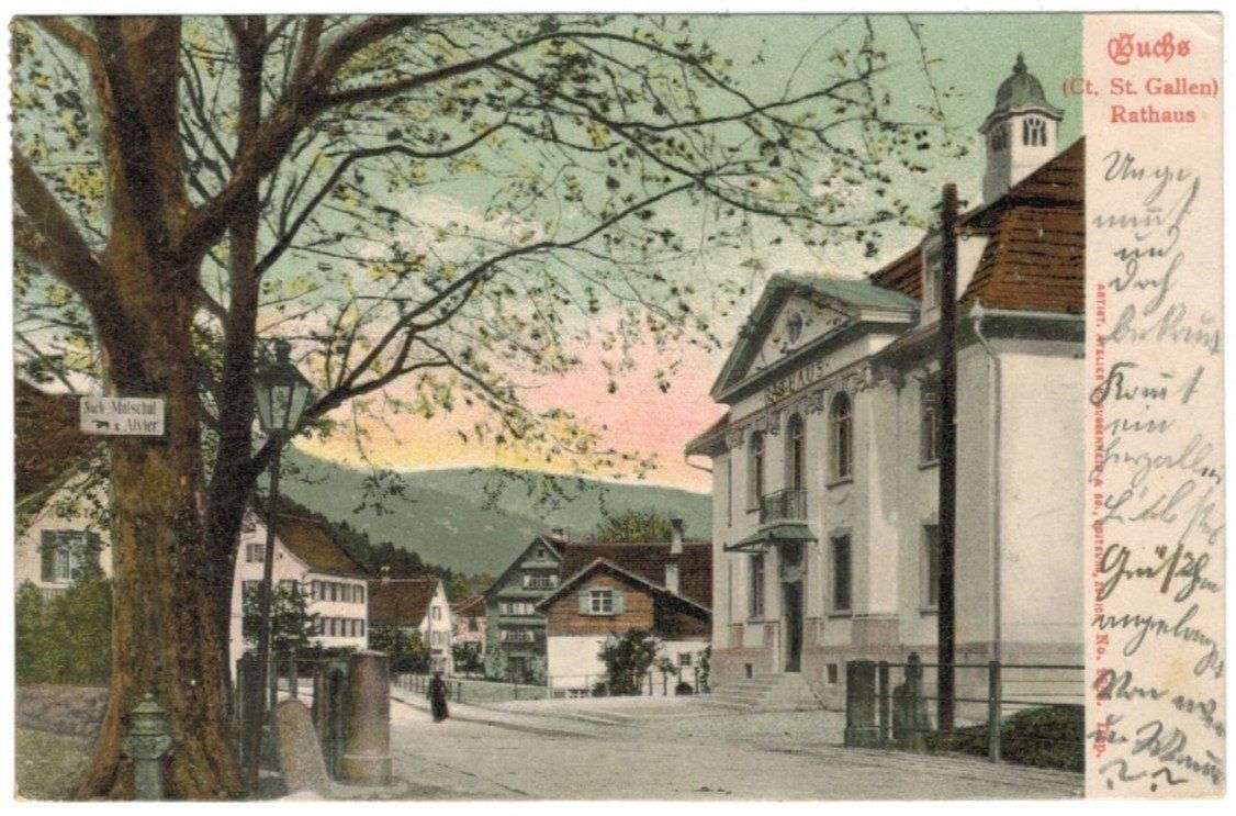 Cartoline postali: AK Buchs SG Rathaus 1904 – Usato da Zürich venduto da Tolima194