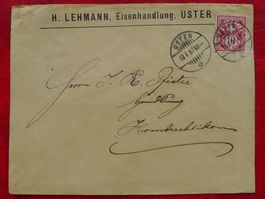 1887: USTER (Firmenbrief) mit 61A nach HOMBRECHTIKON