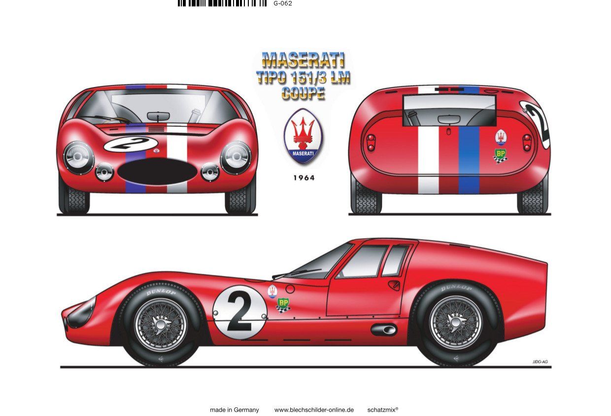 Maserati Insegne: Blechschild-MASERATI TIPO 151/3 LM COUPE 1964 – Nuovo e nell'imballaggio originale da Rupperswil venduto da big-one-sale