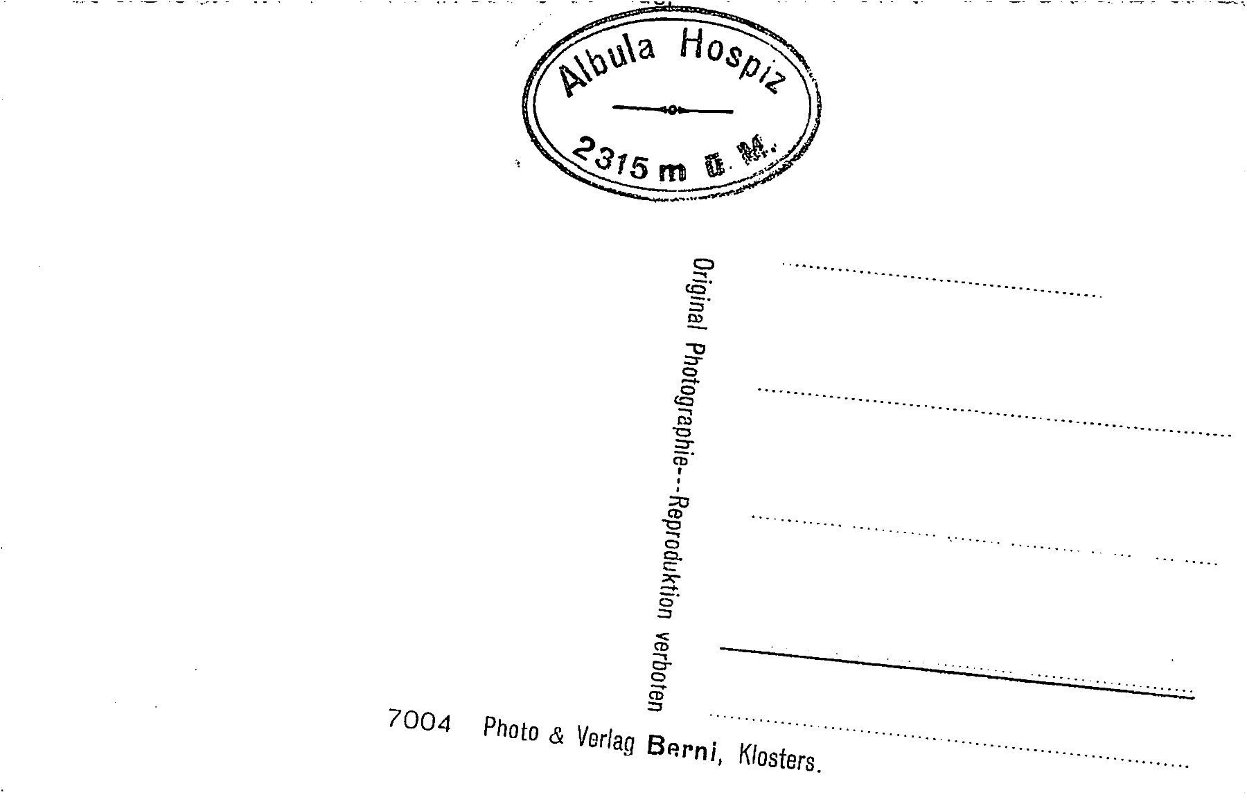 Ansichtskarten: 2x Albula Hospiz – Gebraucht aus Ottikon b.Kemptth. von Neptun1974 1