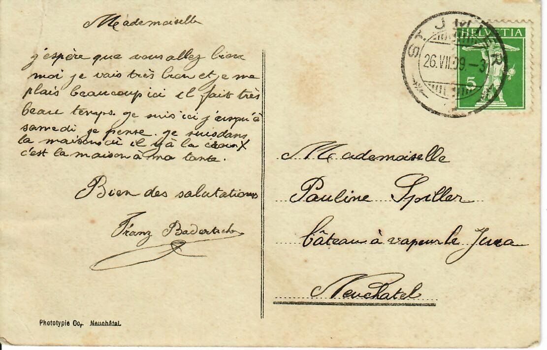 Cartoline postali: St. Imier  1909 – Usato da Hochdorf venduto da Ziegel-16 1