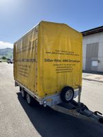 Anhaenger mit Planenaufbau gelb gebrauchter Zustand
