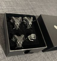 3 Ringe Stahl Totenkopf Skull Teufel Widder Goat Black Metal