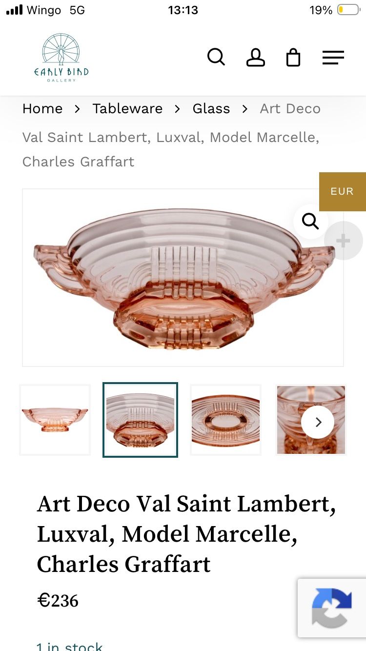 Lambert Ciotole: Val St Lambert, Luxval, Marcelle Schale 1935 rosa – Usato da Stäfa venduto da ummroxana 6