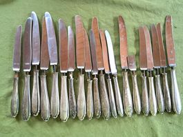 20 Messer Silber 800 Besteckset antik gebraucht defekt