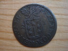 (P2) Wallis Halbbatzen 1721 einfaches Wappen
